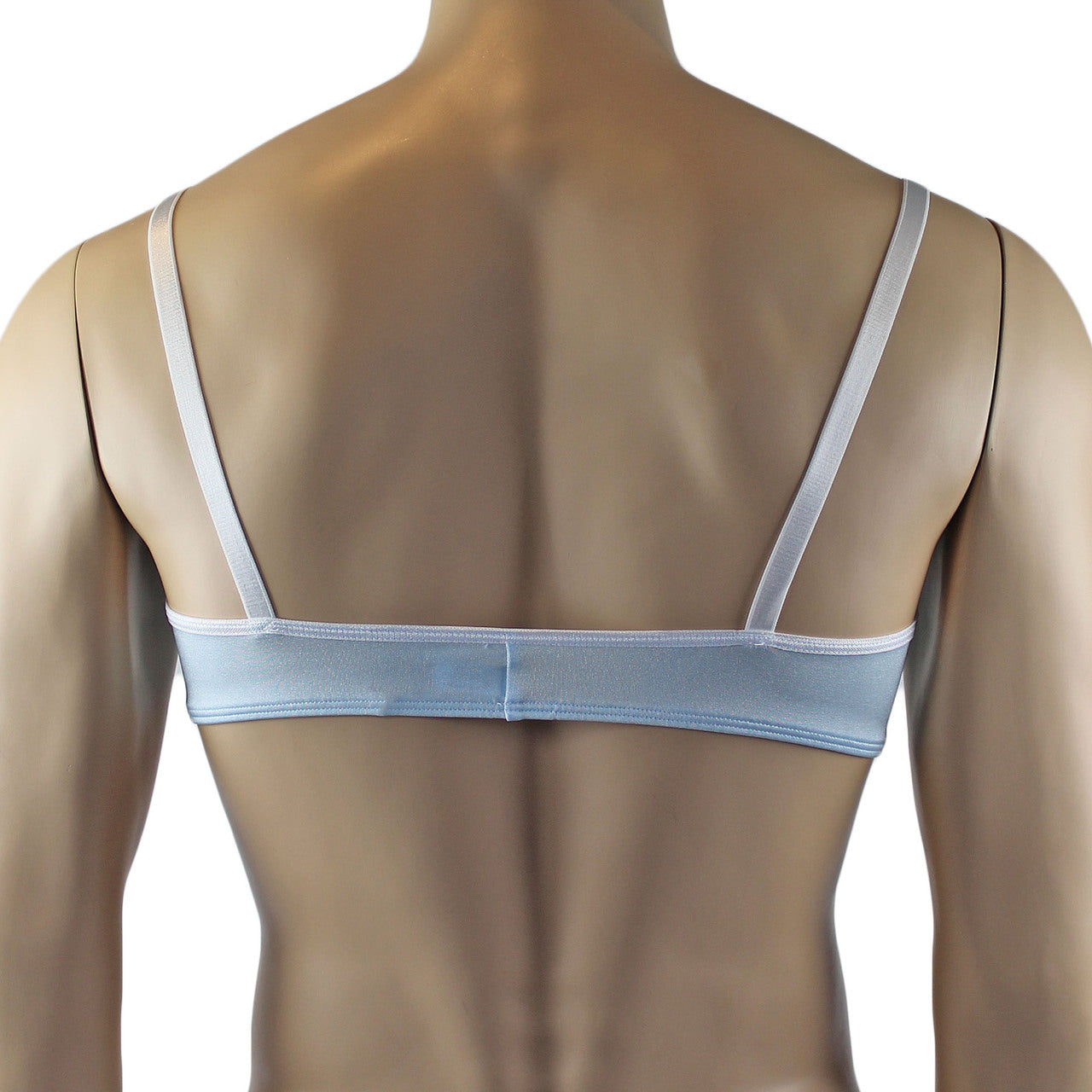 Mens Luxury Spandex & Lace Bra Top and Bikini Brief (light blue plus other colours)