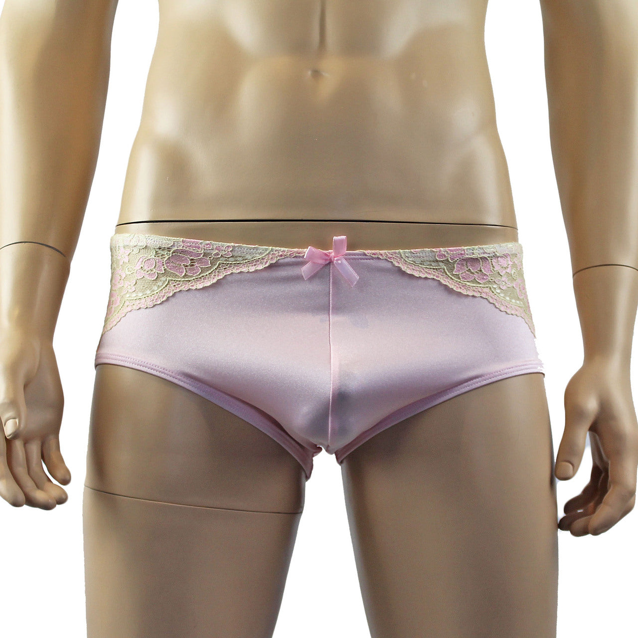 Mens Luxury Mini Bikini Brief with Detachable Garters and Stockings (pink plus other colours)