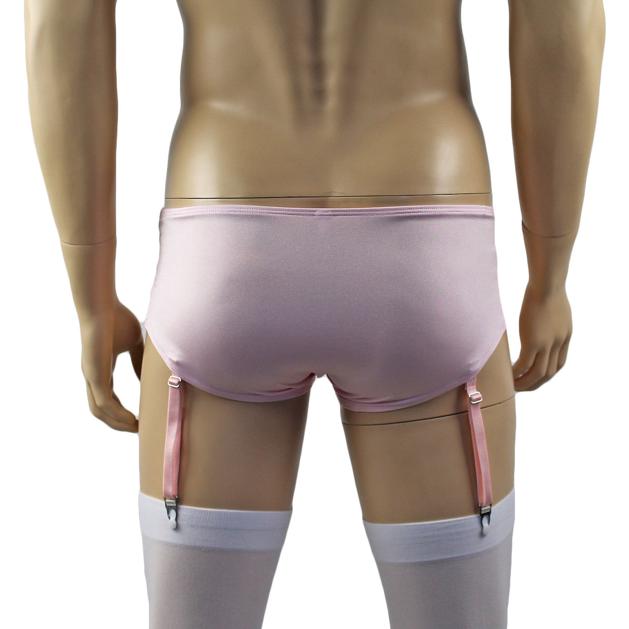 Mens Luxury Bra Top and Boxer Brief with Garters & Stockings (pink plus other colours)