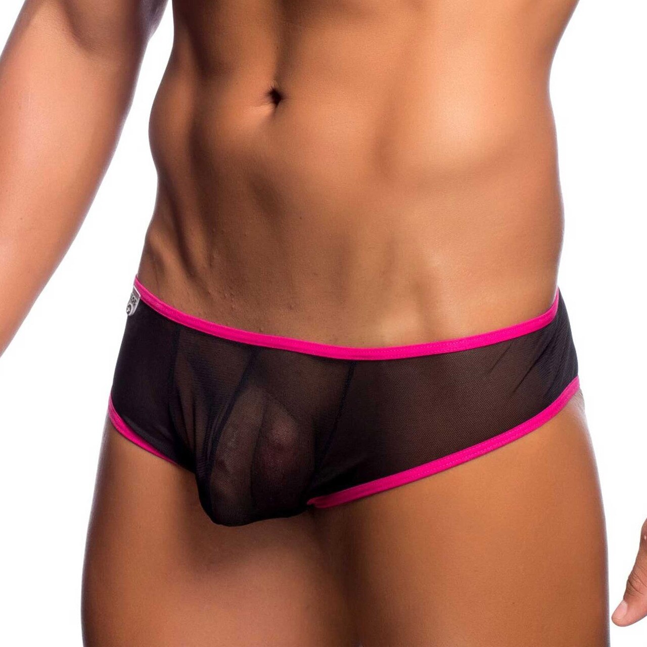 Mens Sheer Mesh Cheek Boxer Brief Black
