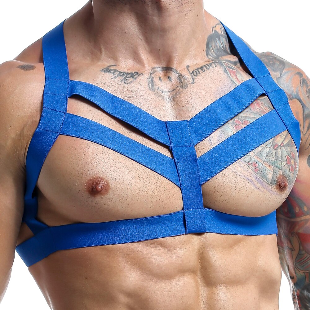 Mens Wide Elastic Harness Blue