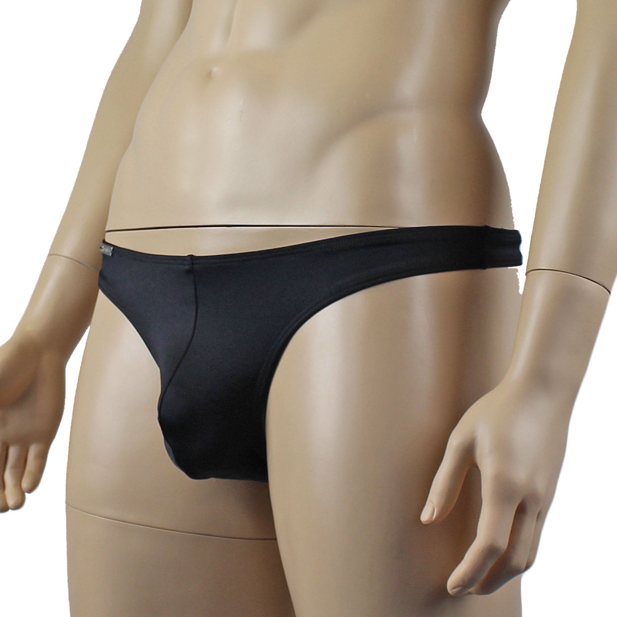 Mens Mick Stretch Spandex Low Rise Thong Black