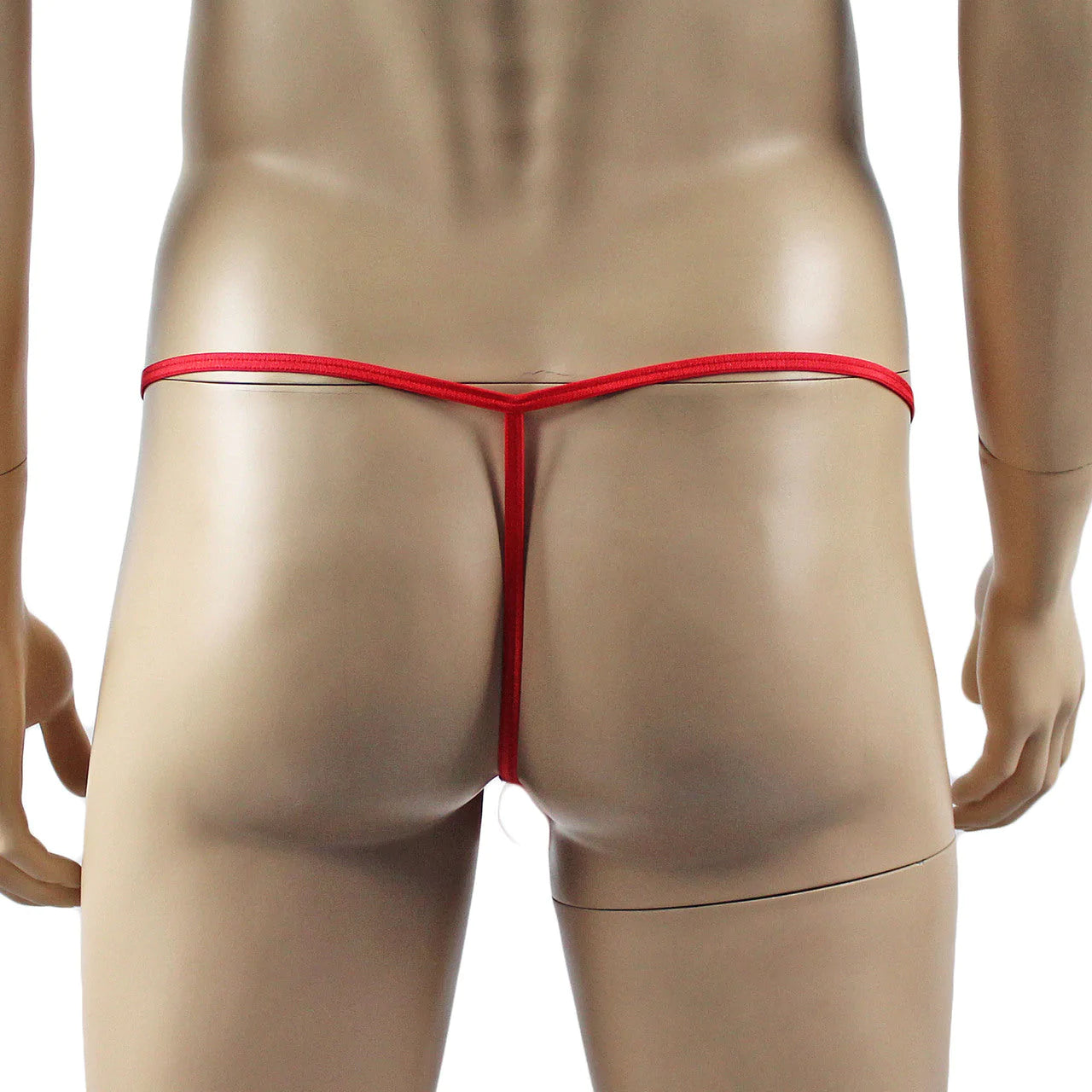 SALE - Mens Mick Spandex Tear Drop Ball Bag Pouch with Ring Red