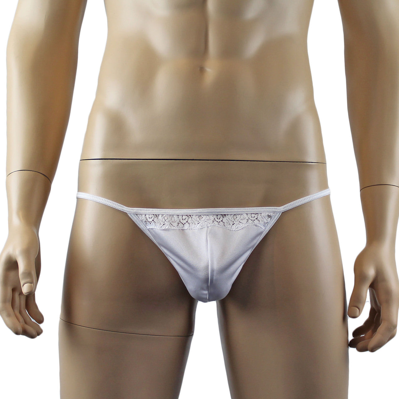 Mens Love Pouch G string with Bow Back White