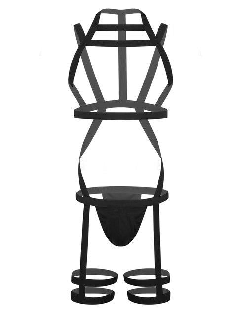 Mens Elastic Strappy Bodysuit Shoulder Chest Harness Belt Thong Underwear