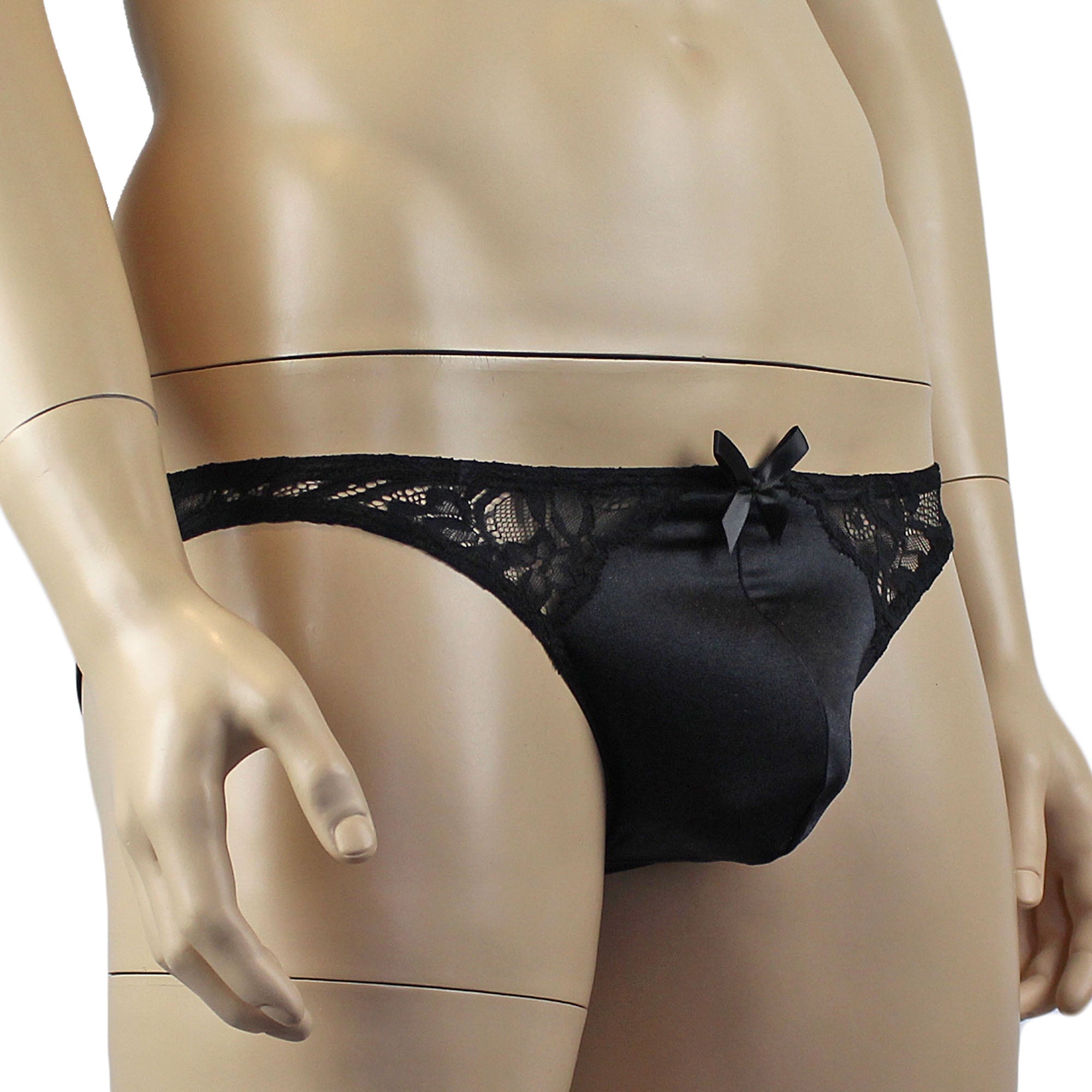 Mens Risque Bikini Brief Black & Black Lace