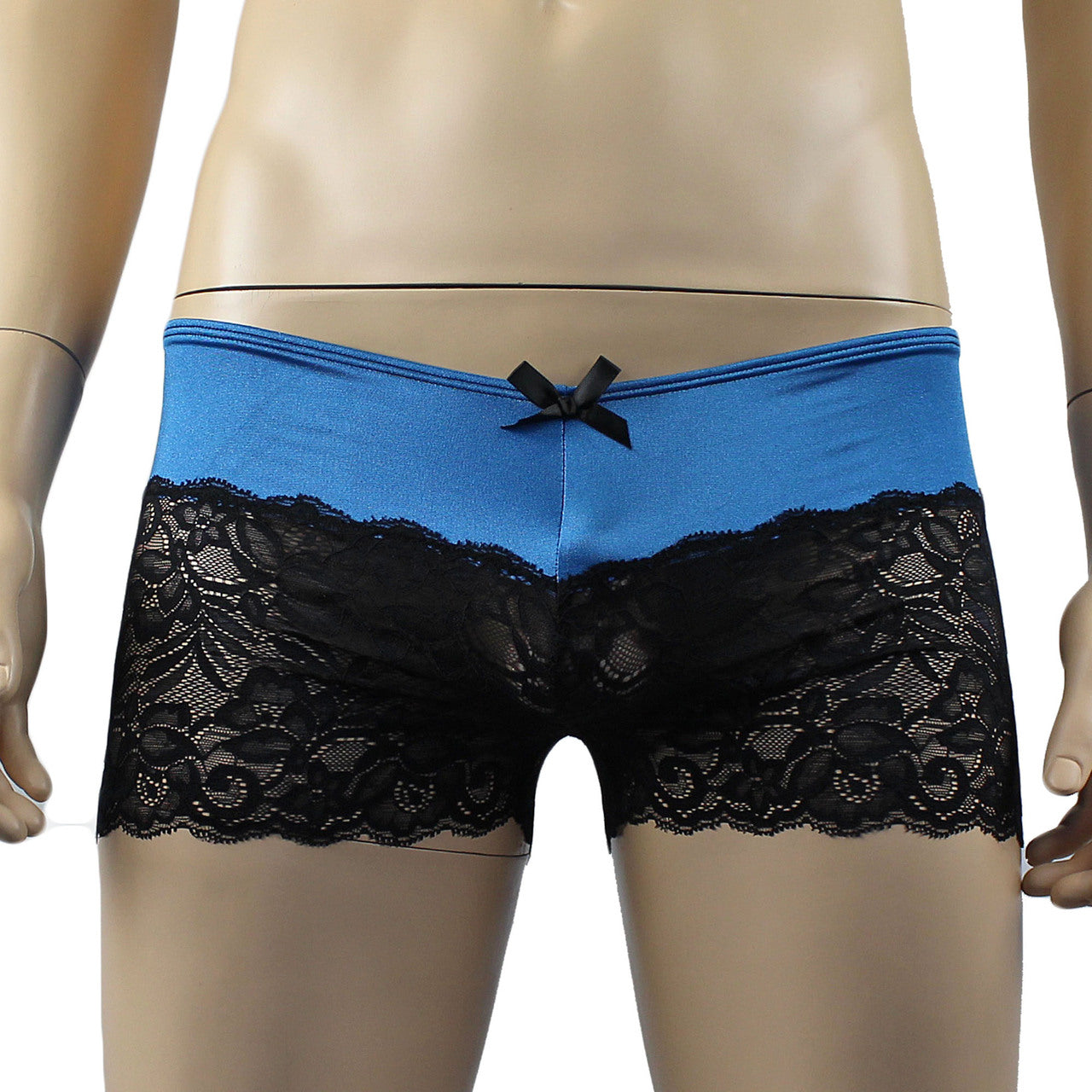 Mens Risque Boxer Briefs with Detachable Garters & Stockings (teal and black plus other colours)