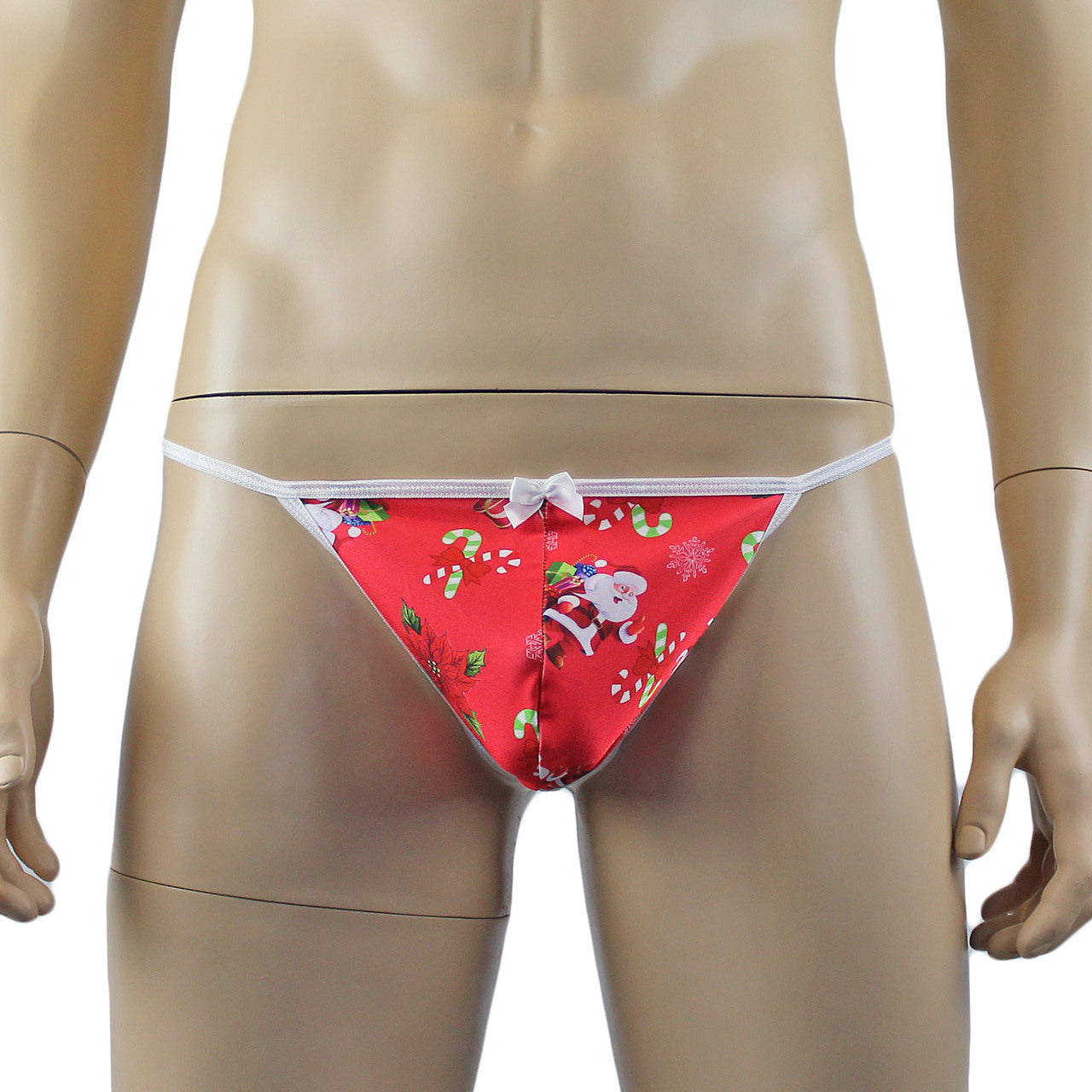 Mens Christmas Santa Camisole Corset Top & Pouch G string & Leg Bands