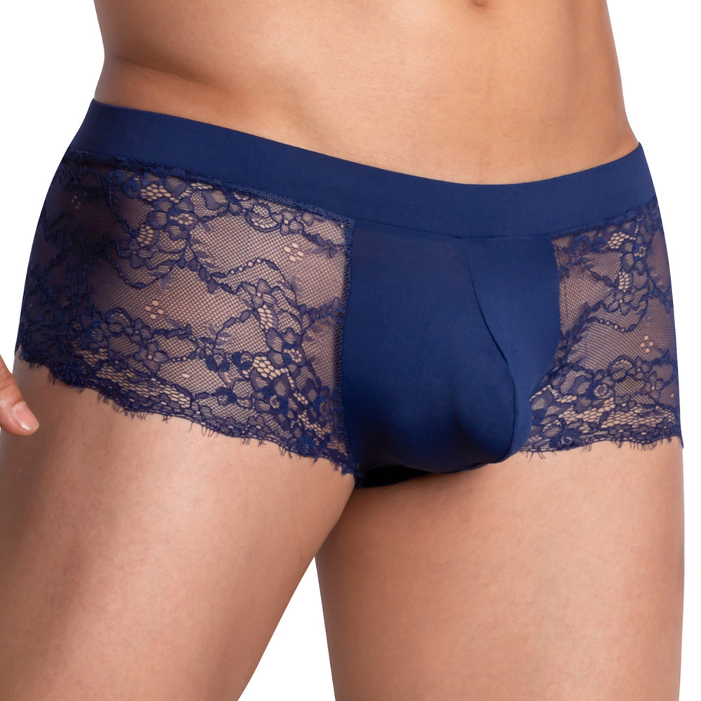 JCSTK - Secret Male Sissy Mesh Lace Bikini Boxer Briefs Navy