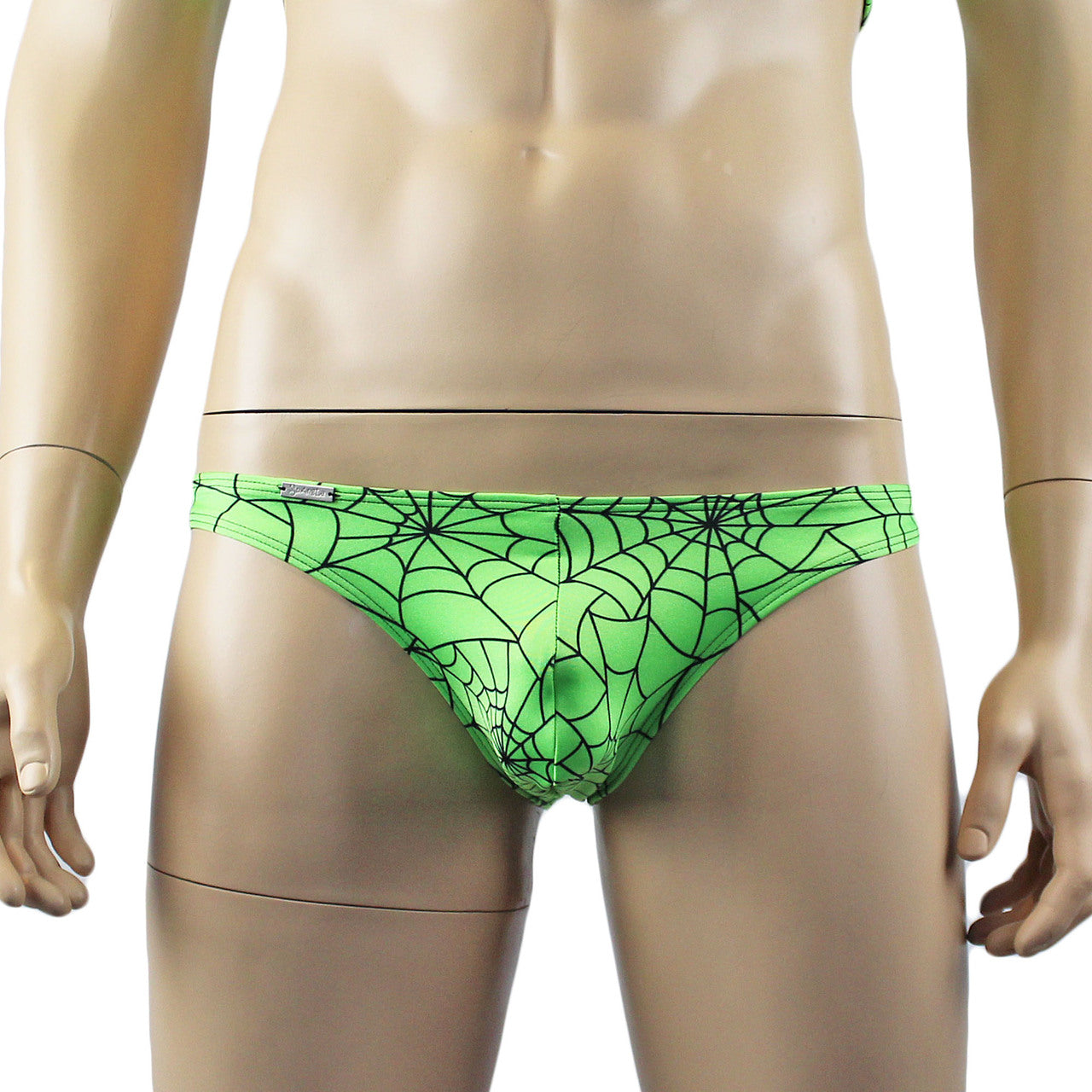 Mens Halloween Spooky Spider Web Camisole Bra Top & Bikini Brief (lime & pink colours)