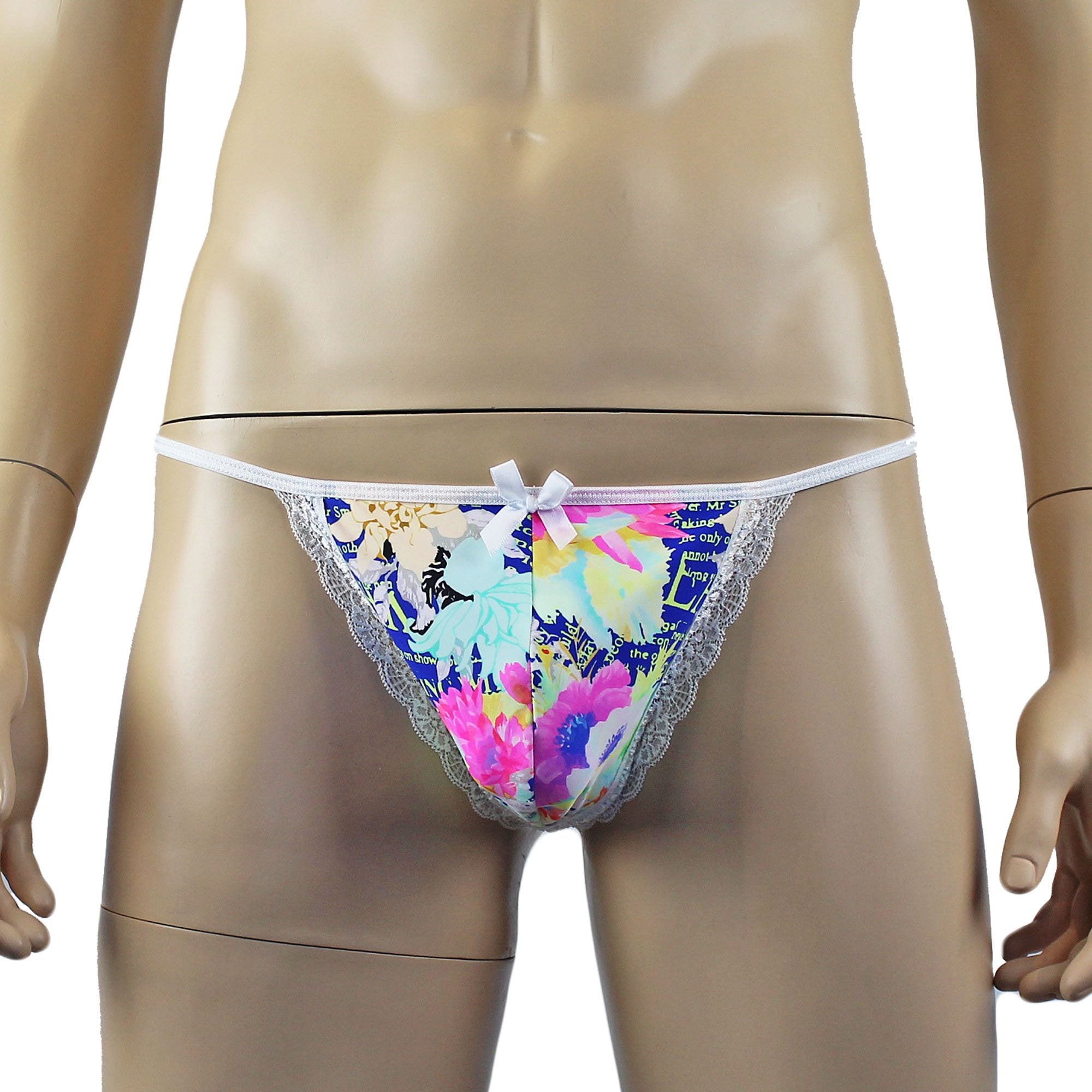 Mens Suzanne Floral Torso Corset Top, G string & Stockings