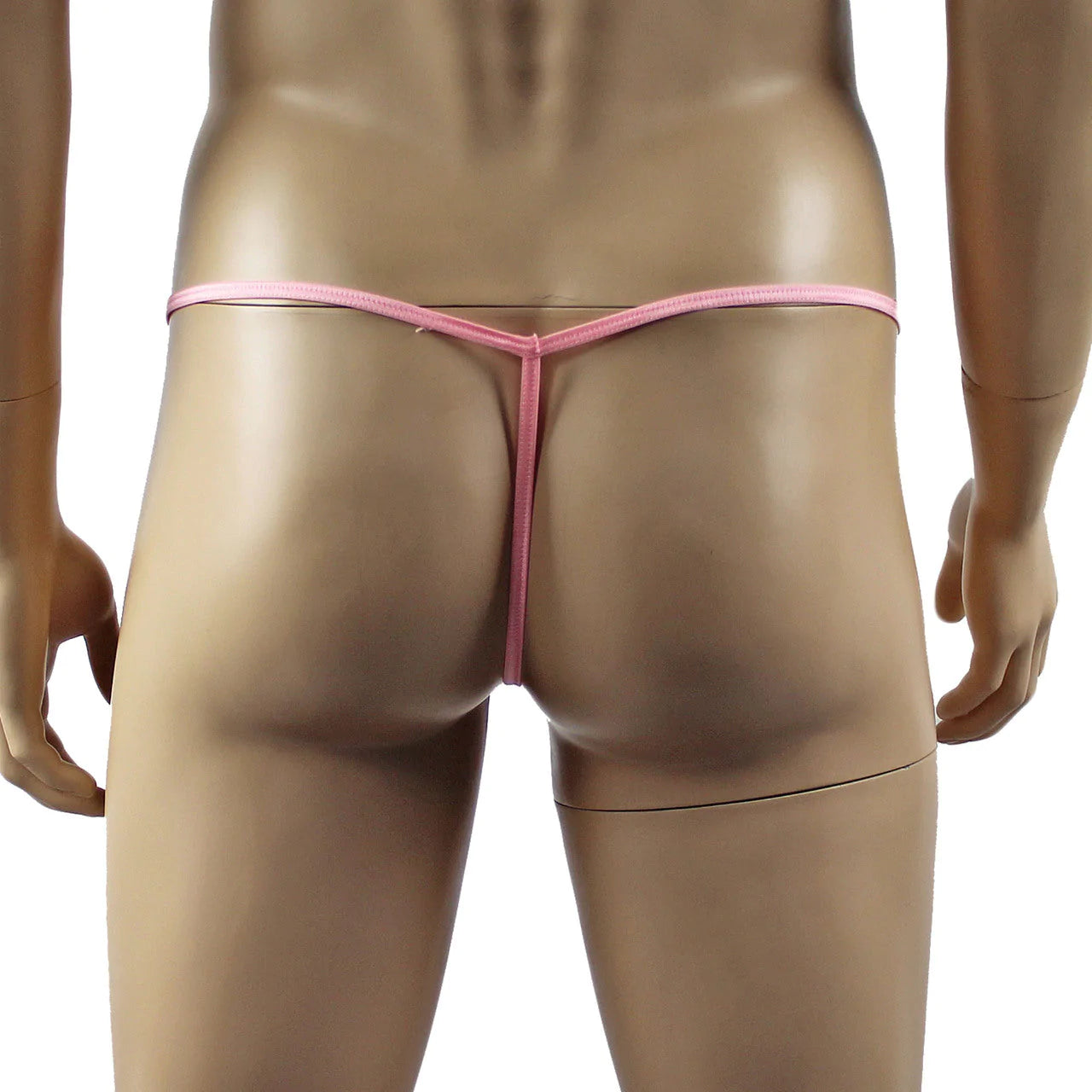 SALE - Mens Tease Circle Lace Pouch G string with Cute Bow Front Light Pink