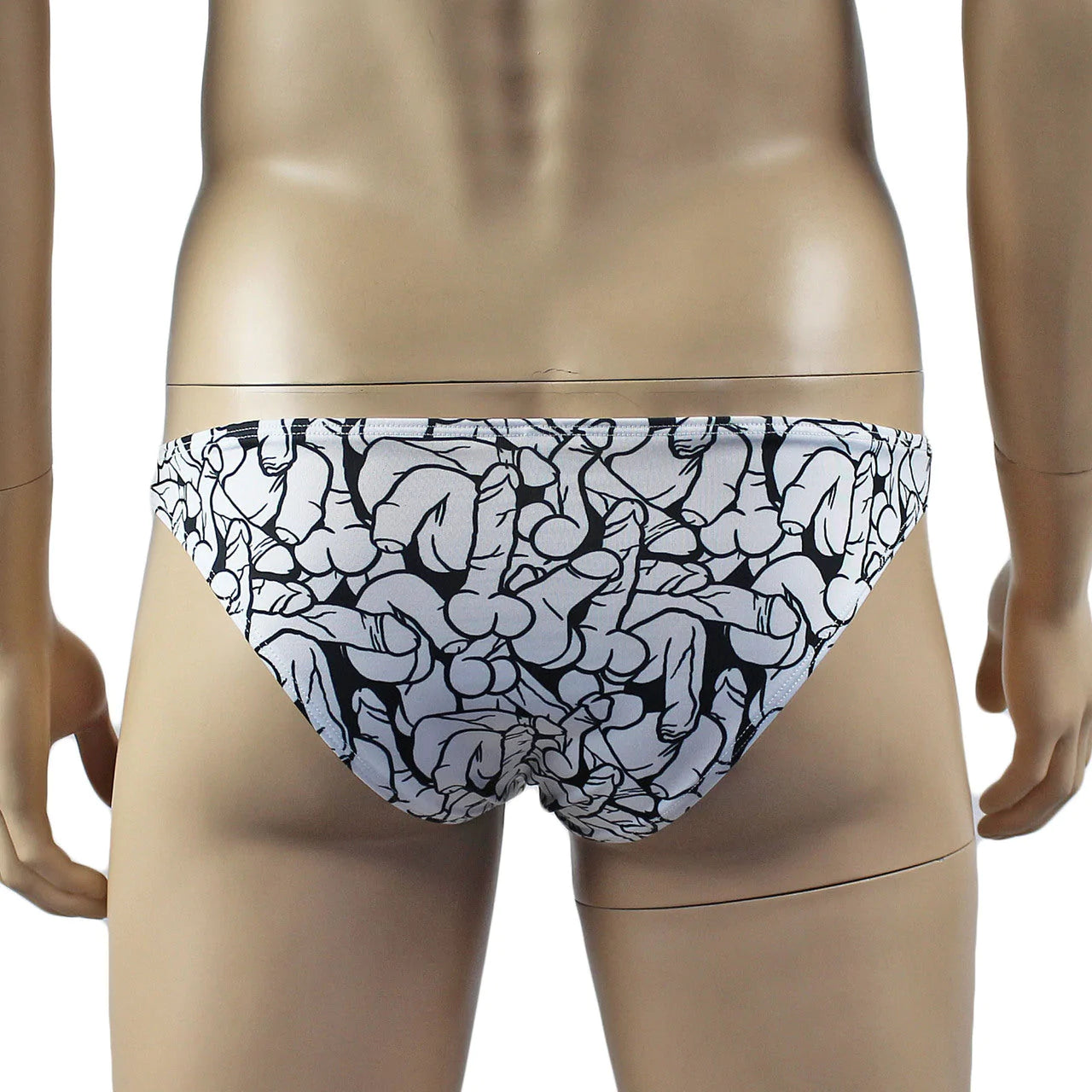 SALE - Male Willie Bikini Brief with Naughty Print Black and White