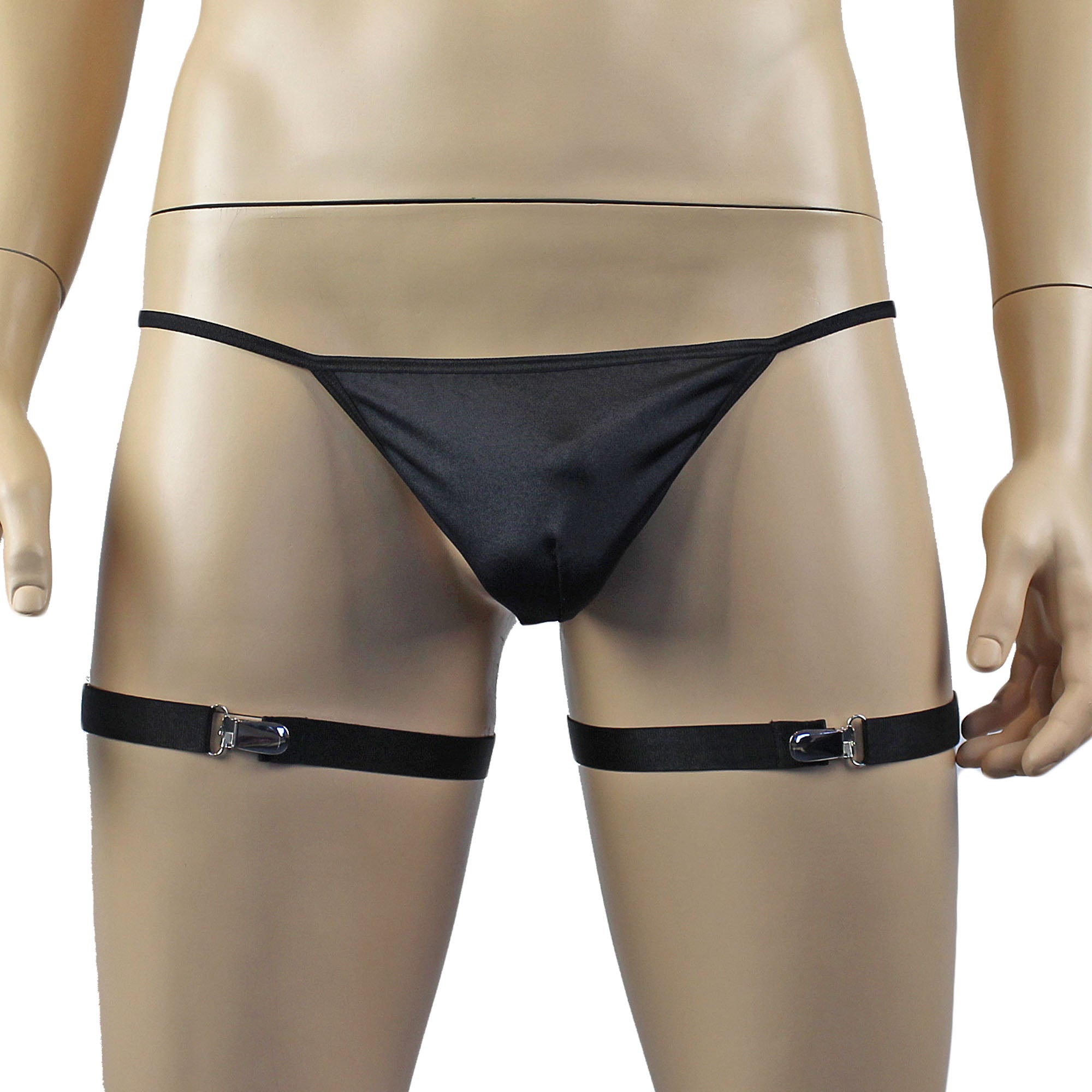 Unisex Zoe Garterbelt with Clips, Detachable Adjustable Leg Bands Black