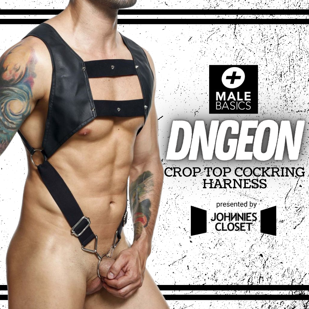 Bound & Ready for Action with the Male Basics DNGEON Croptop Cockring Harness
