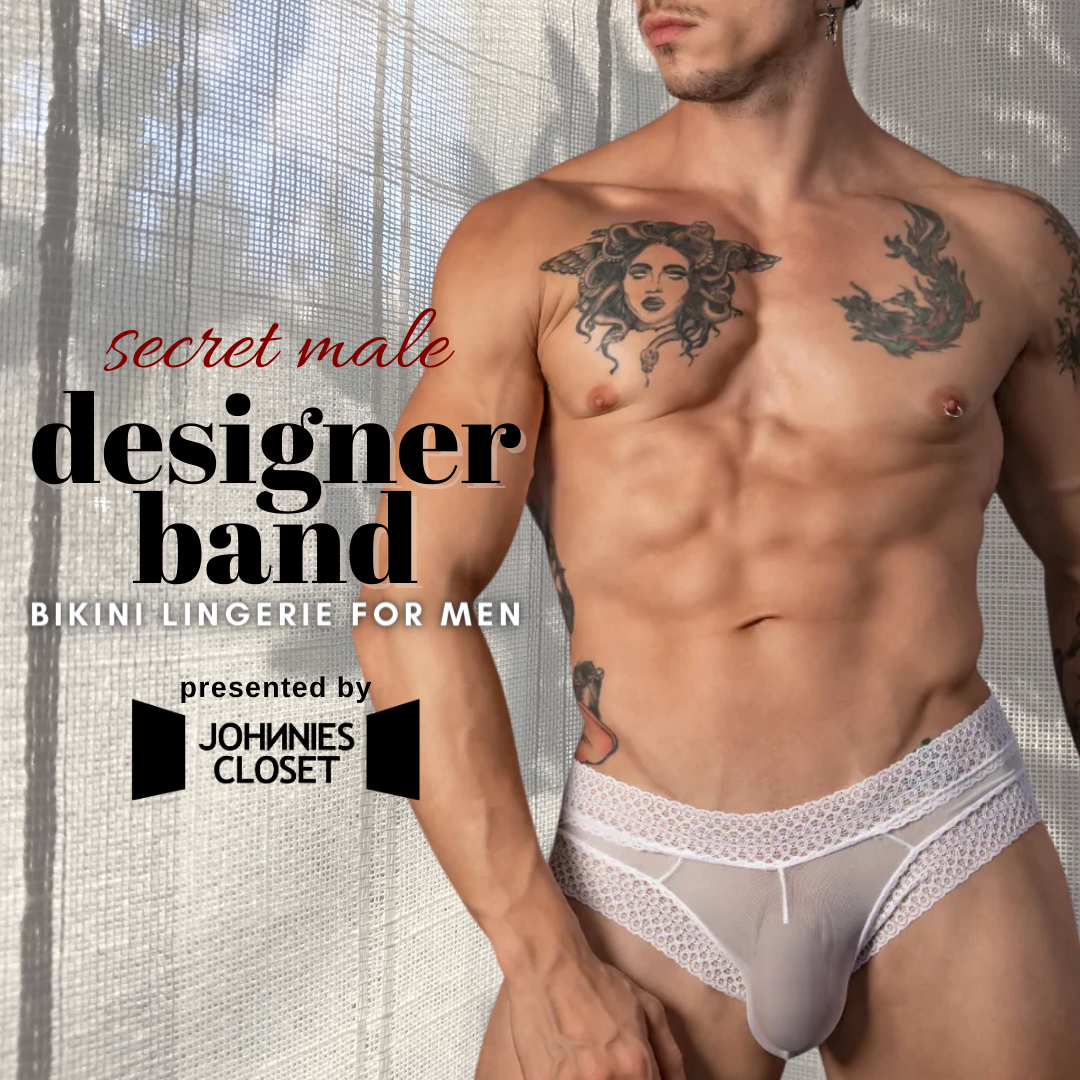 Man Becomes Sultry and Seductive with the Secret Male Designer Band Bikini Mens Lingerie