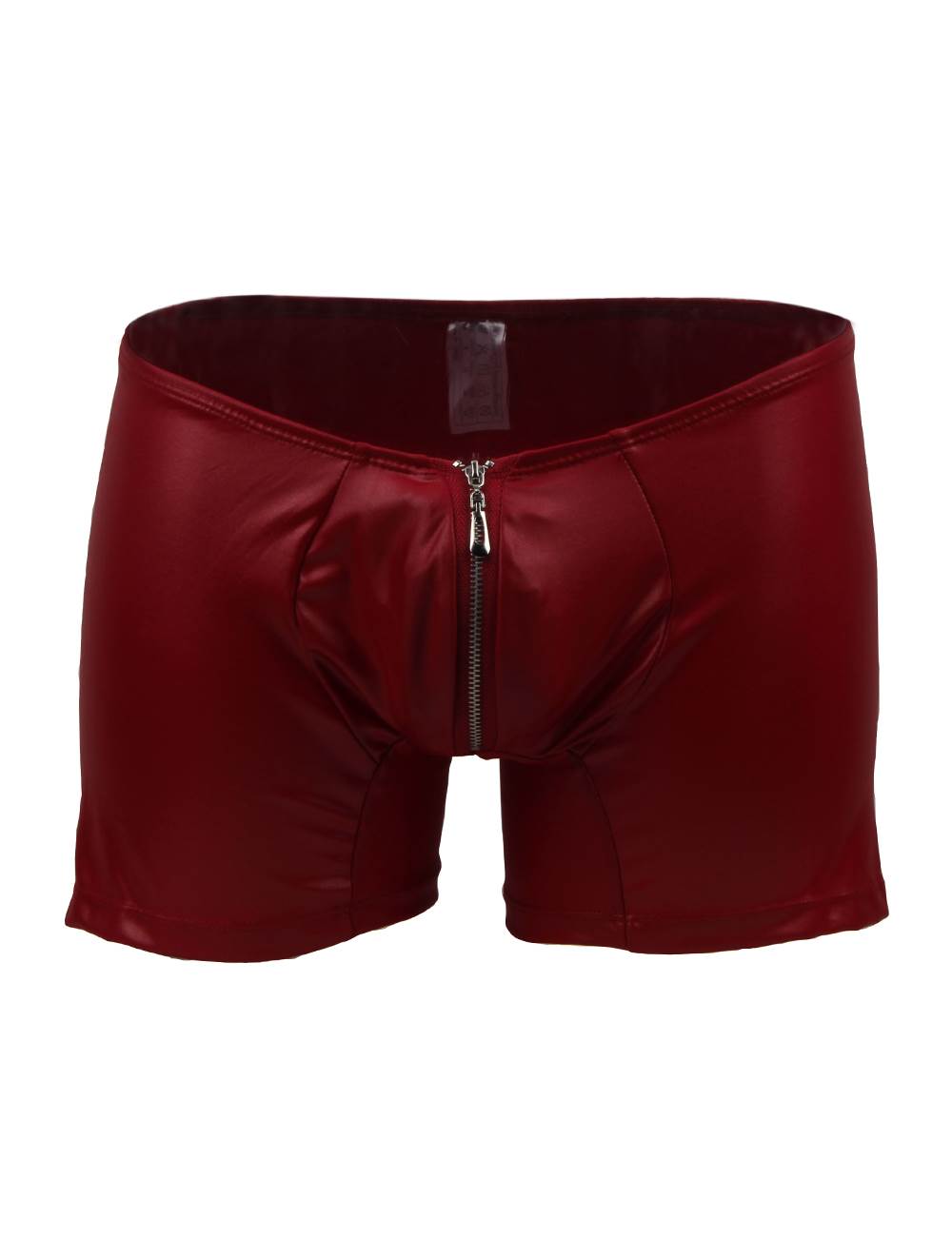 JCSTK -  Mens Wetlook OY-MP069 Boxer Shorts with Zipper Pouch Front Burgundy
