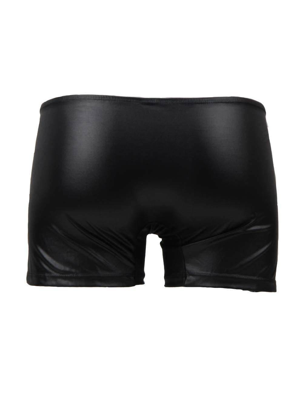 JCSTK -  Mens Wetlook OY-MP069 Boxer Shorts with Zipper Pouch Front Black