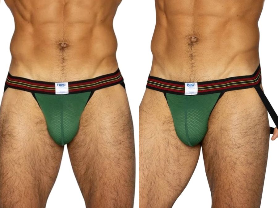 BIKE Athletic BAS305 Mens Mesh Athletic Performance Jockstrap Green Plus Sizes
