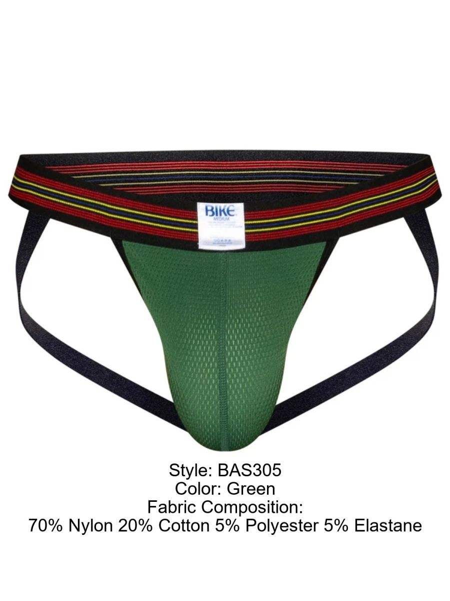BIKE Athletic BAS305 Mens Mesh Athletic Performance Jockstrap Green Plus Sizes