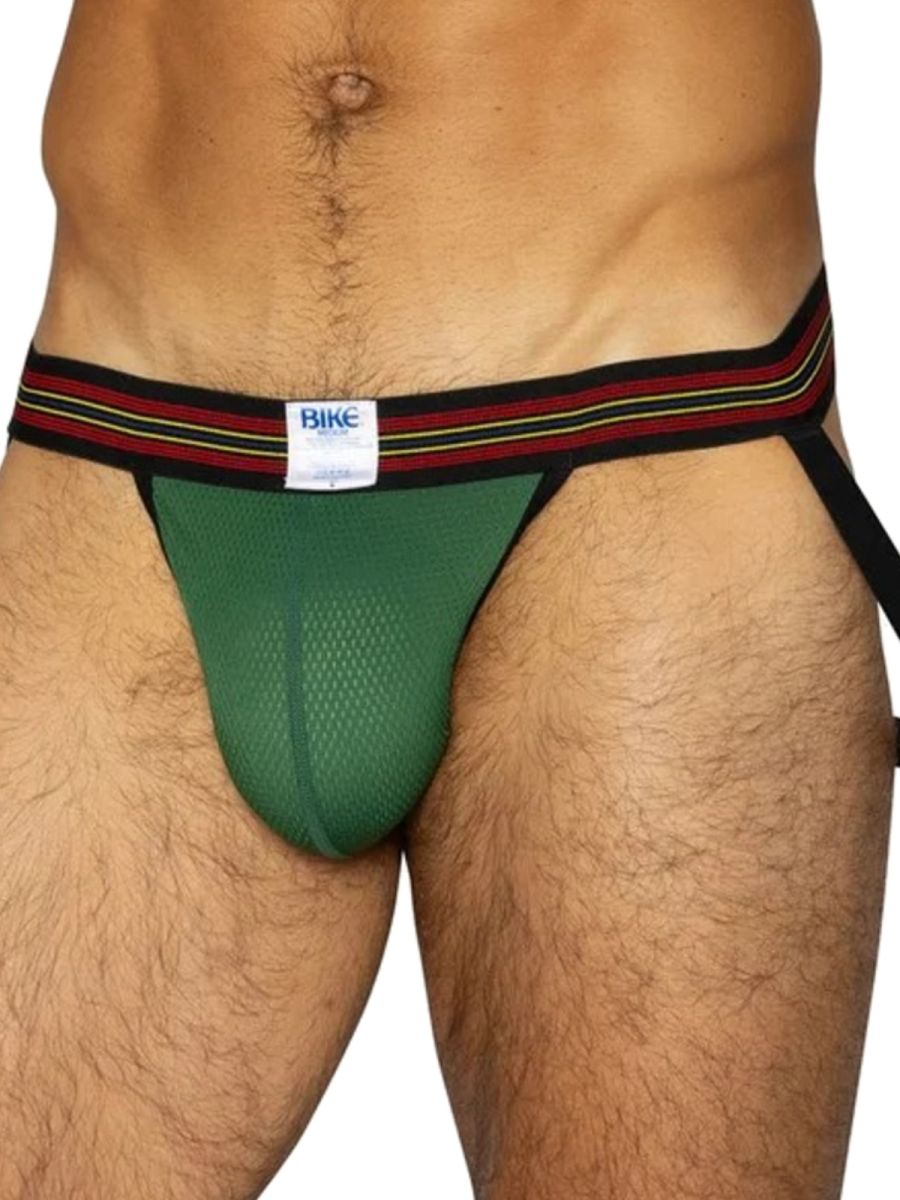 BIKE Athletic BAS305 Mens Mesh Athletic Performance Jockstrap Green Plus Sizes