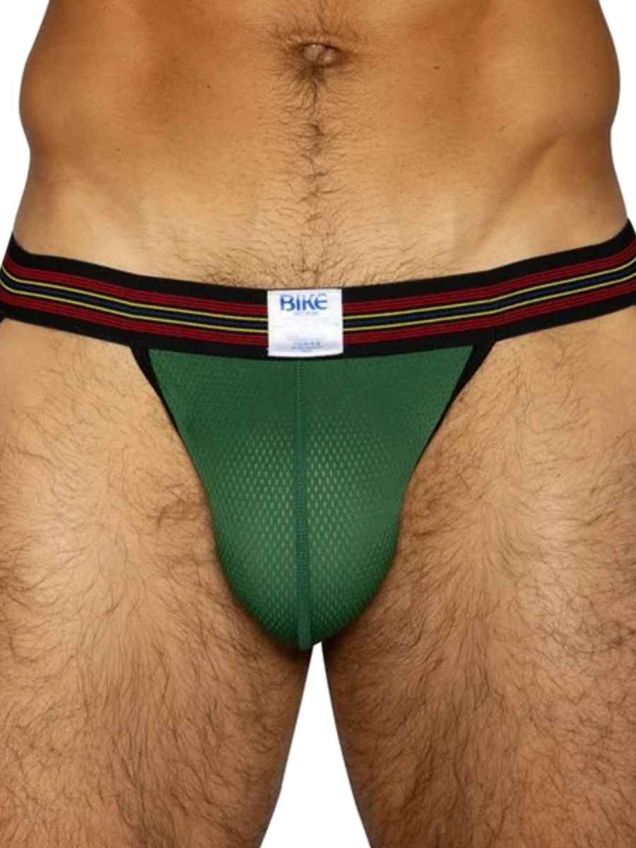 BIKE Athletic BAS305 Mens Mesh Athletic Performance Jockstrap Green Plus Sizes