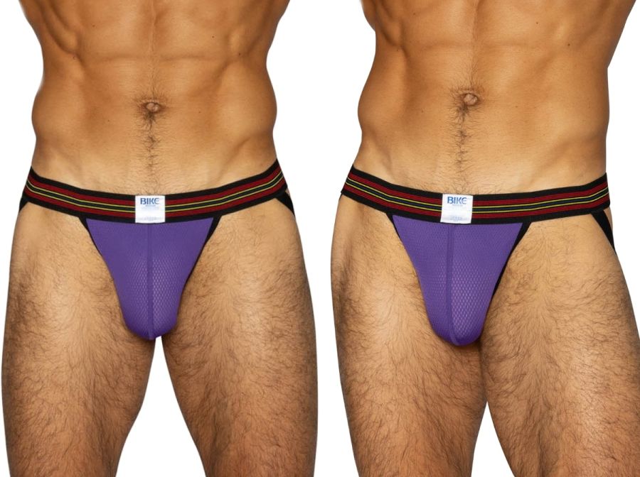 BIKE Athletic BAS305 Mens Mesh Athletic Performance Jockstrap Purple Plus Sizes