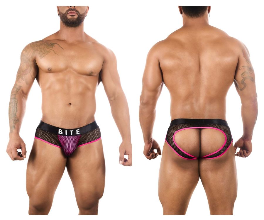 BiteWear BW2023101 Discreet Apricot Jockstrap Black Fuchsia