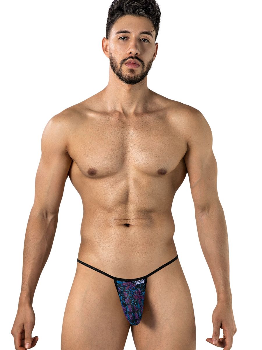 CandyMan 95004 Mens Floral Printed Mesh Thongs Blue