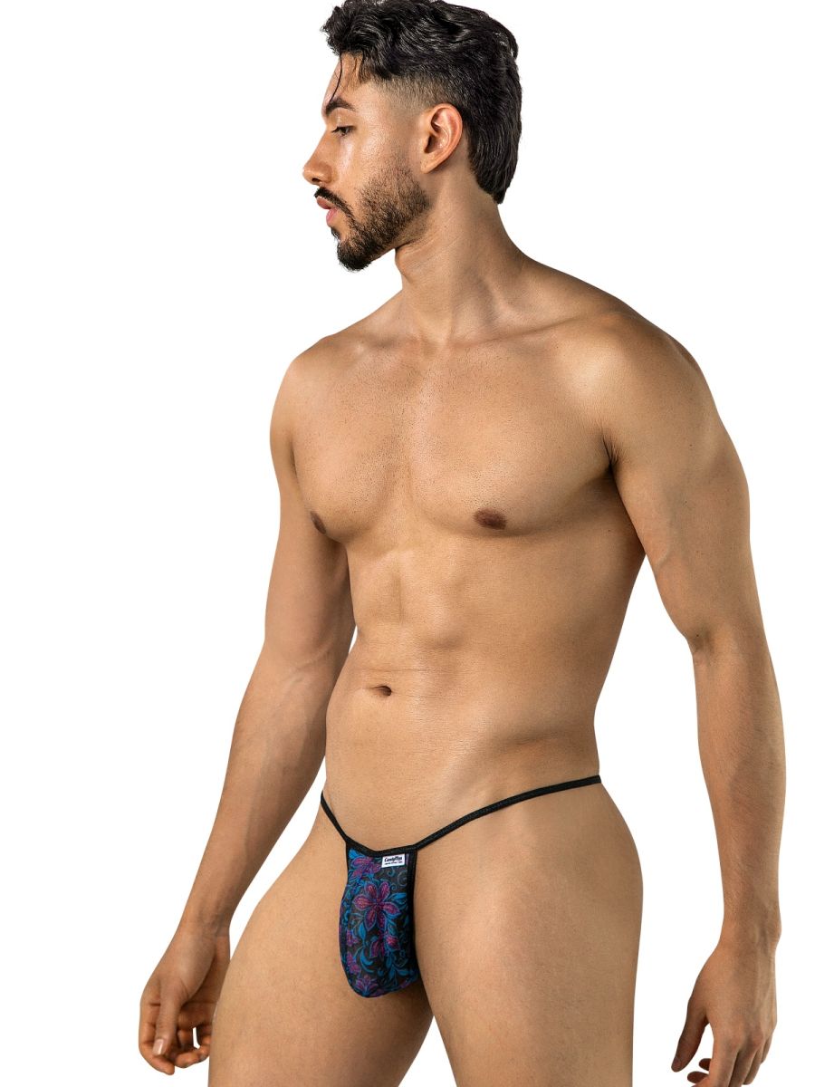 CandyMan 95004 Mens Floral Printed Mesh Thongs Blue