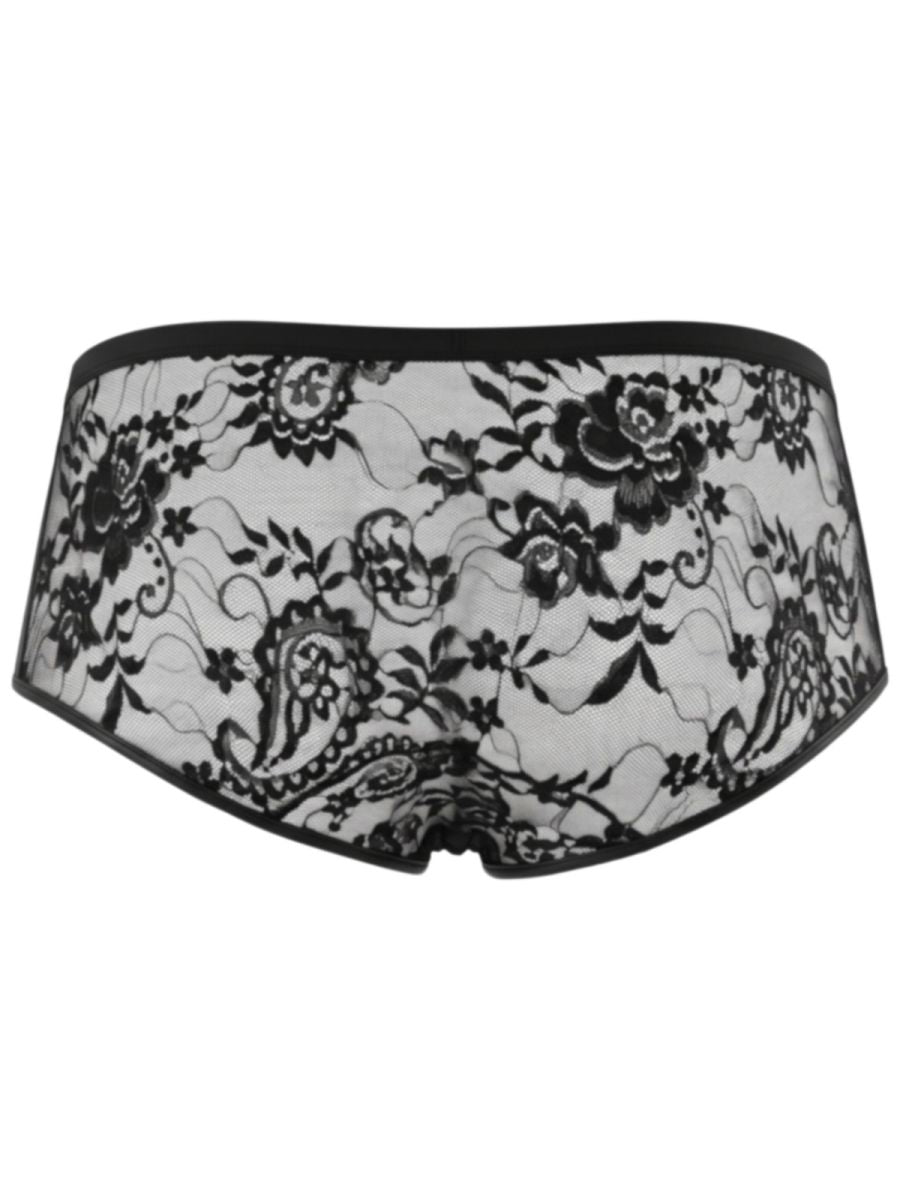 CandyMan 95008 Mens Intimate Sheer Lace Trunks Black