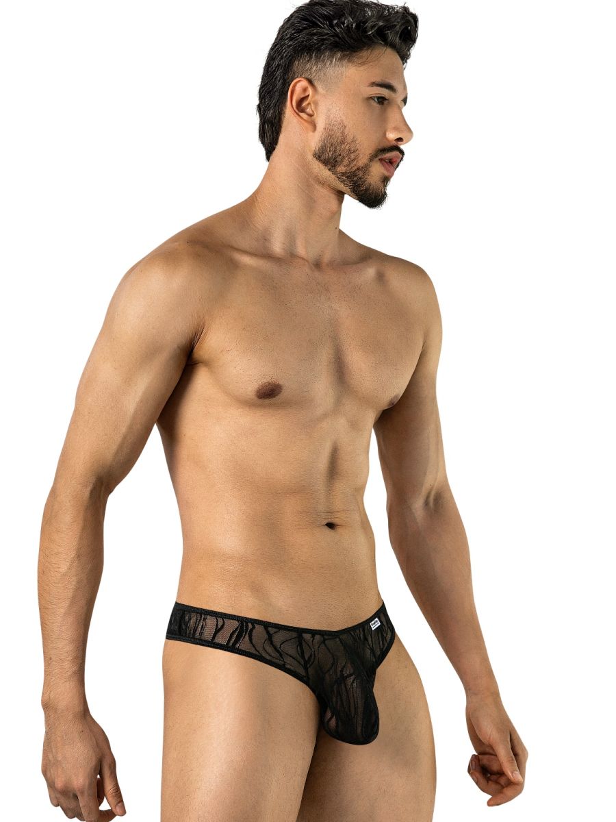 CandyMan 95011 Mens Semi-sheer Alluring Style Lace Thongs Black