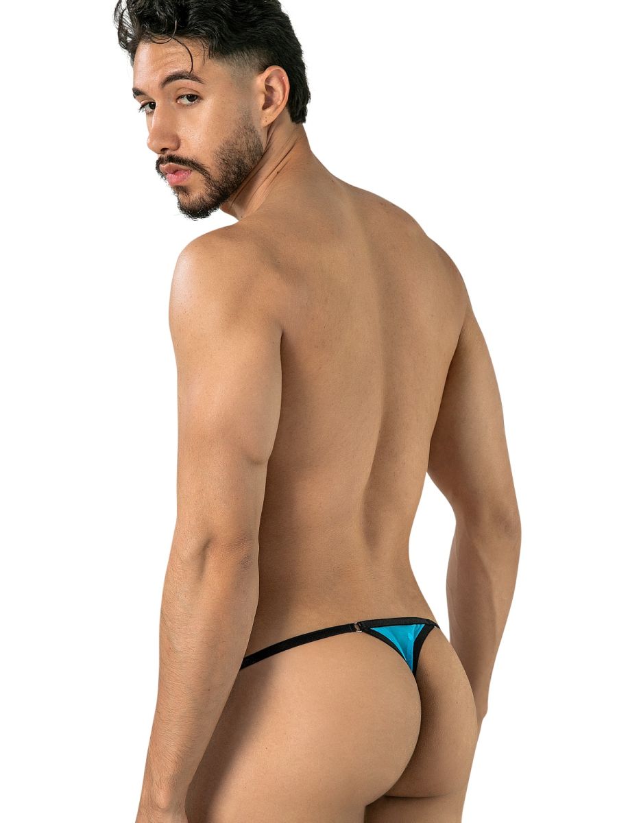 CandyMan 95016 Mens Stretch See-though Dot Mesh Thongs Turquoise