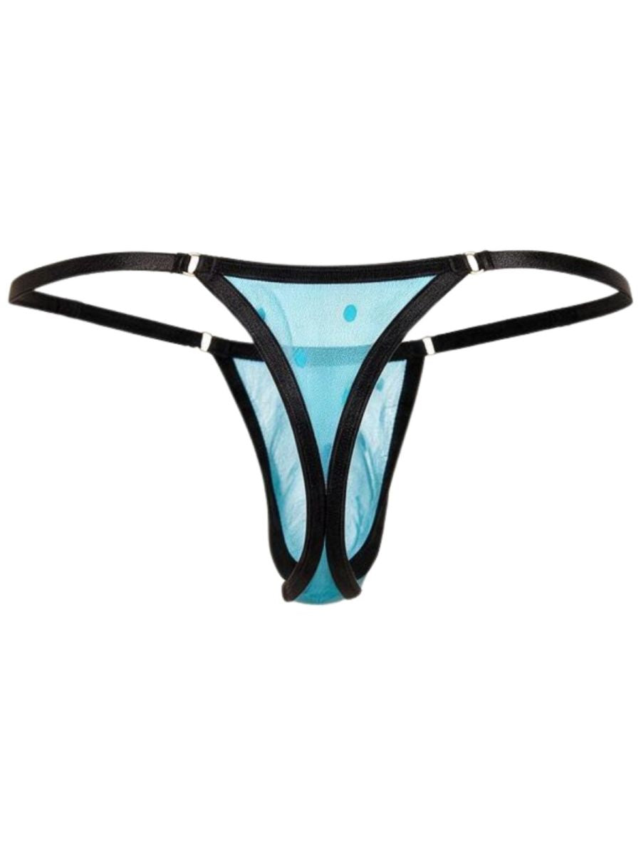 CandyMan 95016 Mens Stretch See-though Dot Mesh Thongs Turquoise