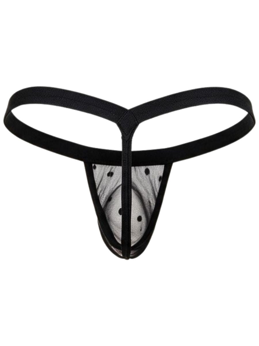 CandyMan 95017 Mens Stretch Dot Mesh Daring Attraction Thongs Black