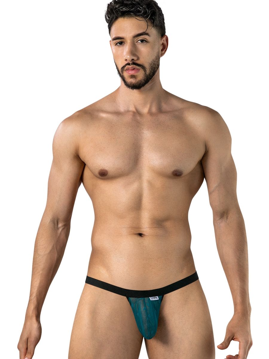 CandyMan 95017 Mens Stretch Dot Mesh Daring Attraction Thongs Emerald