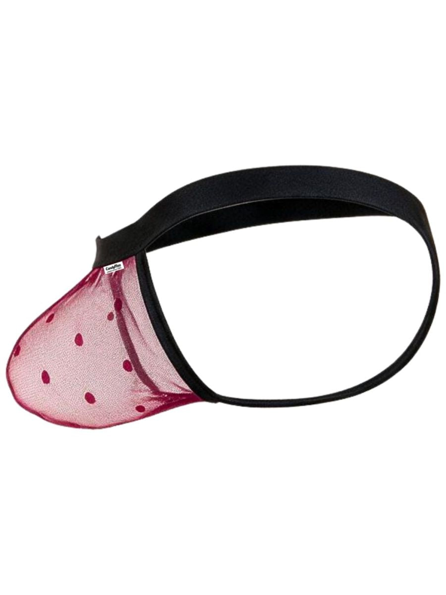 CandyMan 95017 Mens Stretch Dot Mesh Daring Attraction Thongs Wine