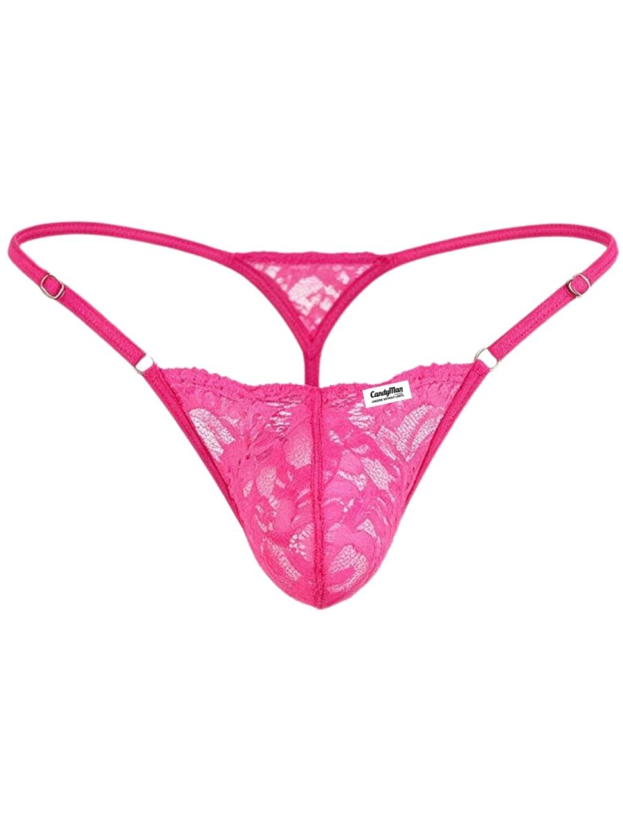 CandyMan 95020 Mens Lace Bold & Enticing Design Thongs Pink