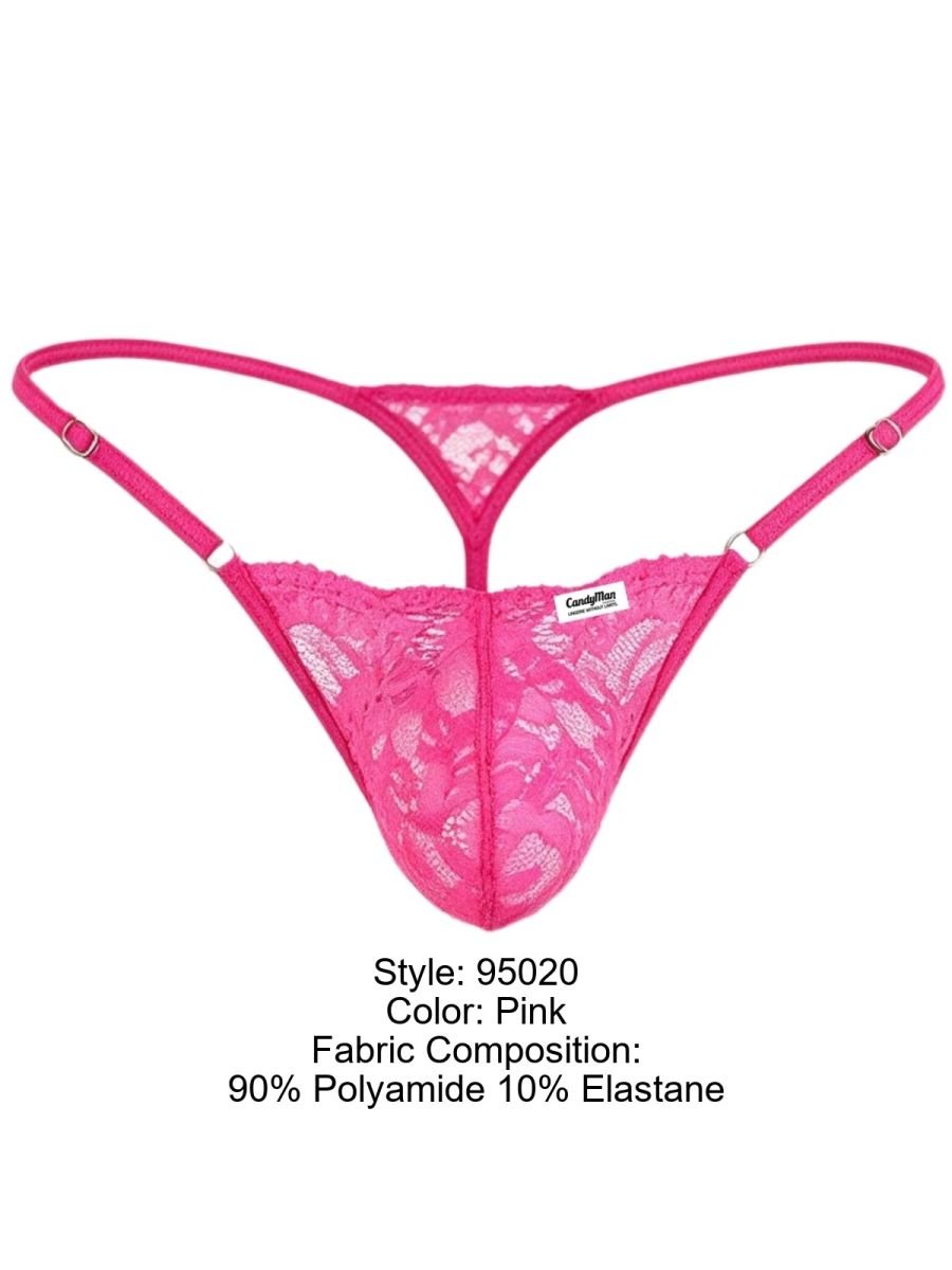 CandyMan 95020 Mens Lace Bold & Enticing Design Thongs Pink
