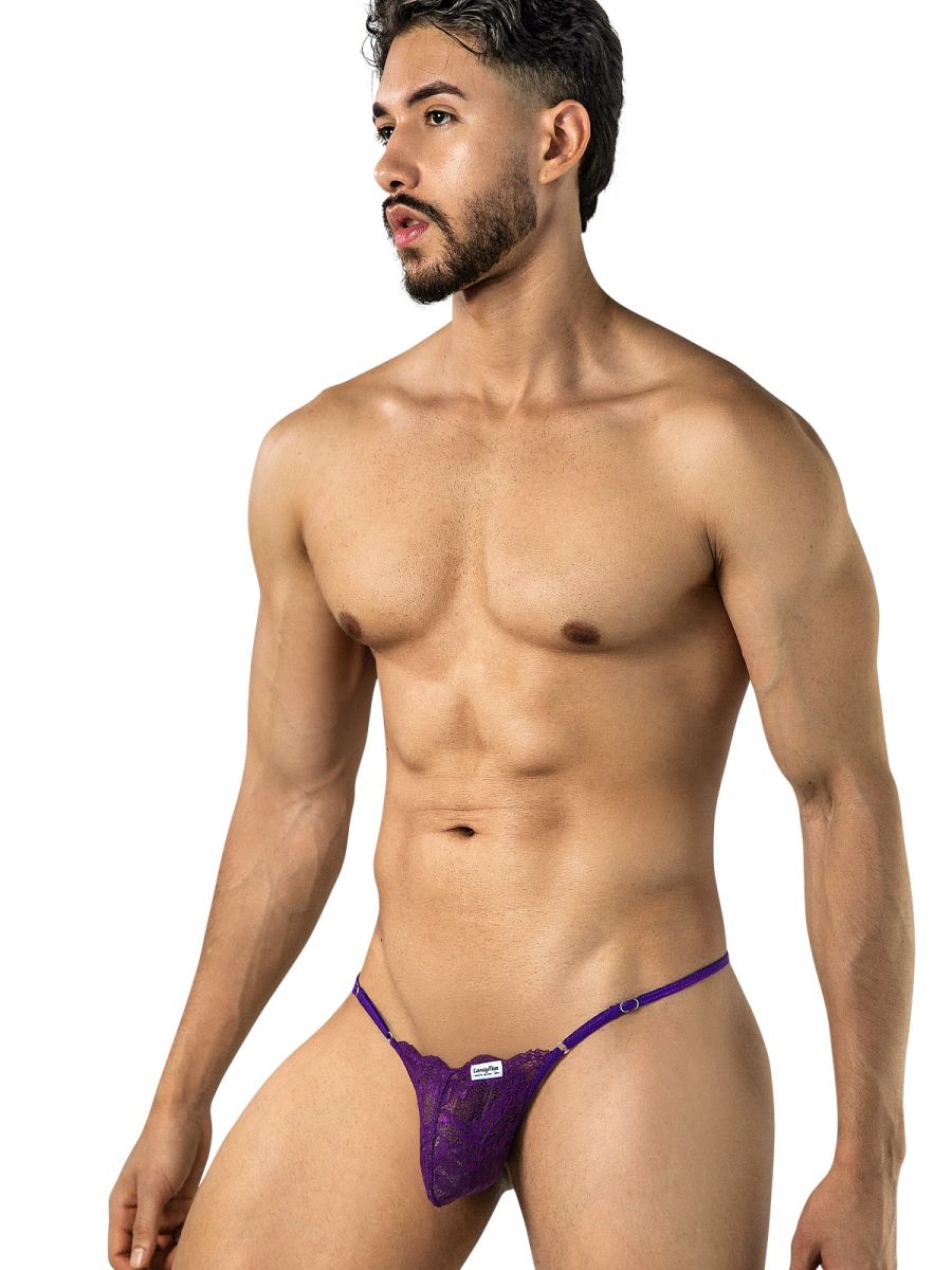 CandyMan 95020 Mens Lace Bold & Enticing Design Thongs Purple