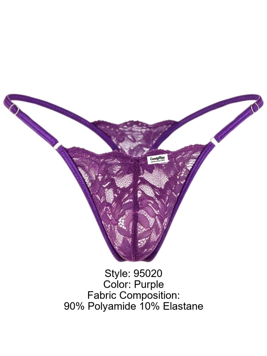 CandyMan 95020 Mens Lace Bold & Enticing Design Thongs Purple