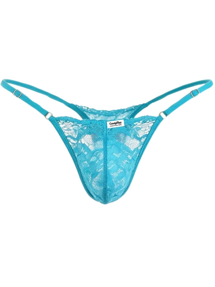 CandyMan 95020 Mens Lace Bold & Enticing Design Thongs Turquoise