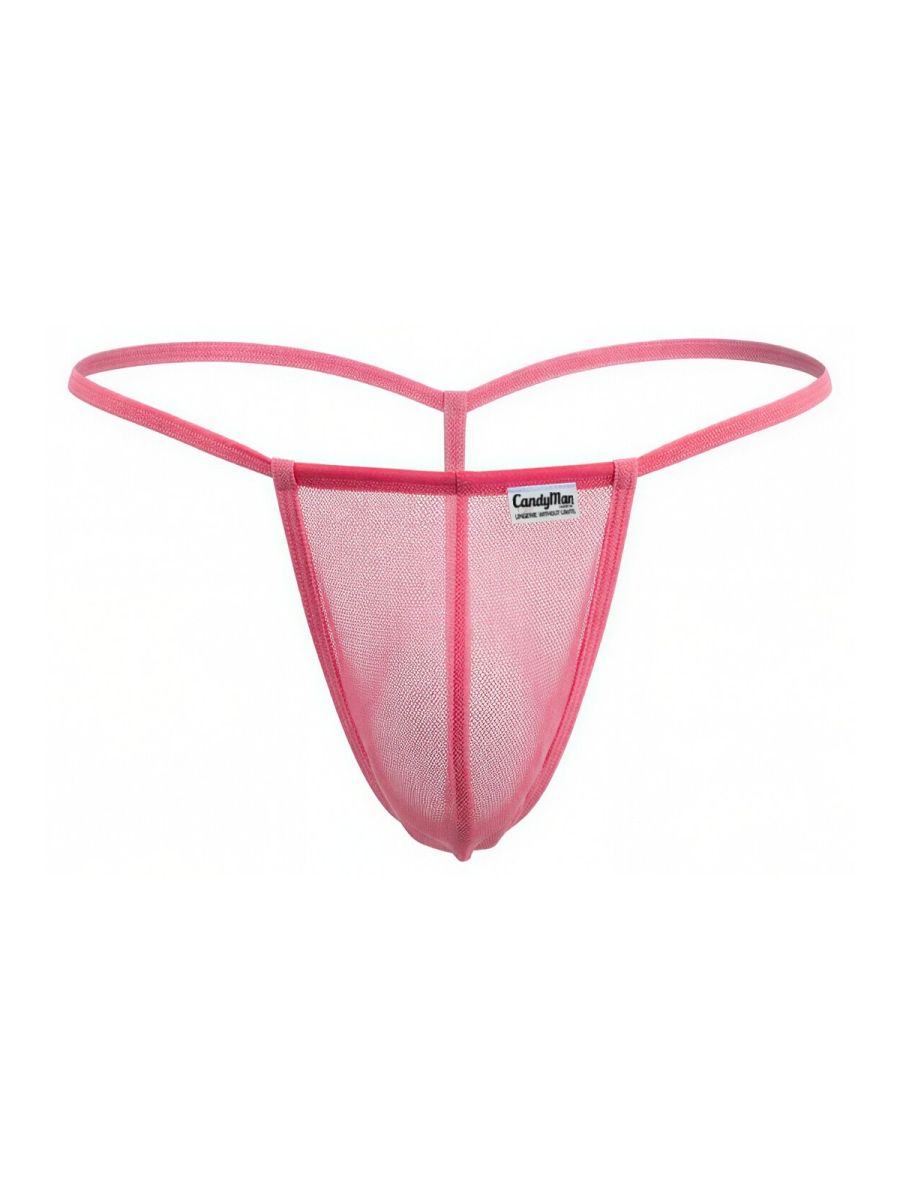 CandyMan 9586 Mens Sexy G-string Thong Pink Mesh