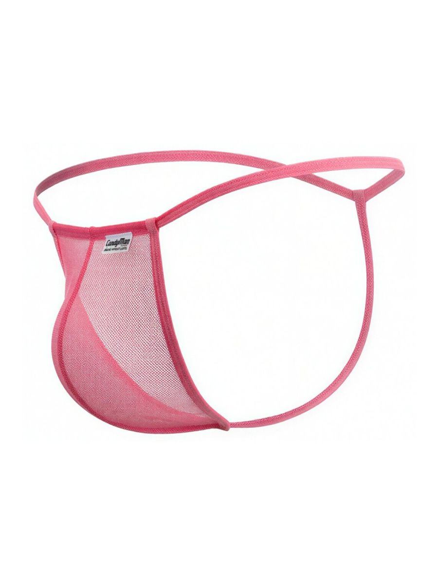 CandyMan 9586 Mens Sexy G-string Thong Pink Mesh