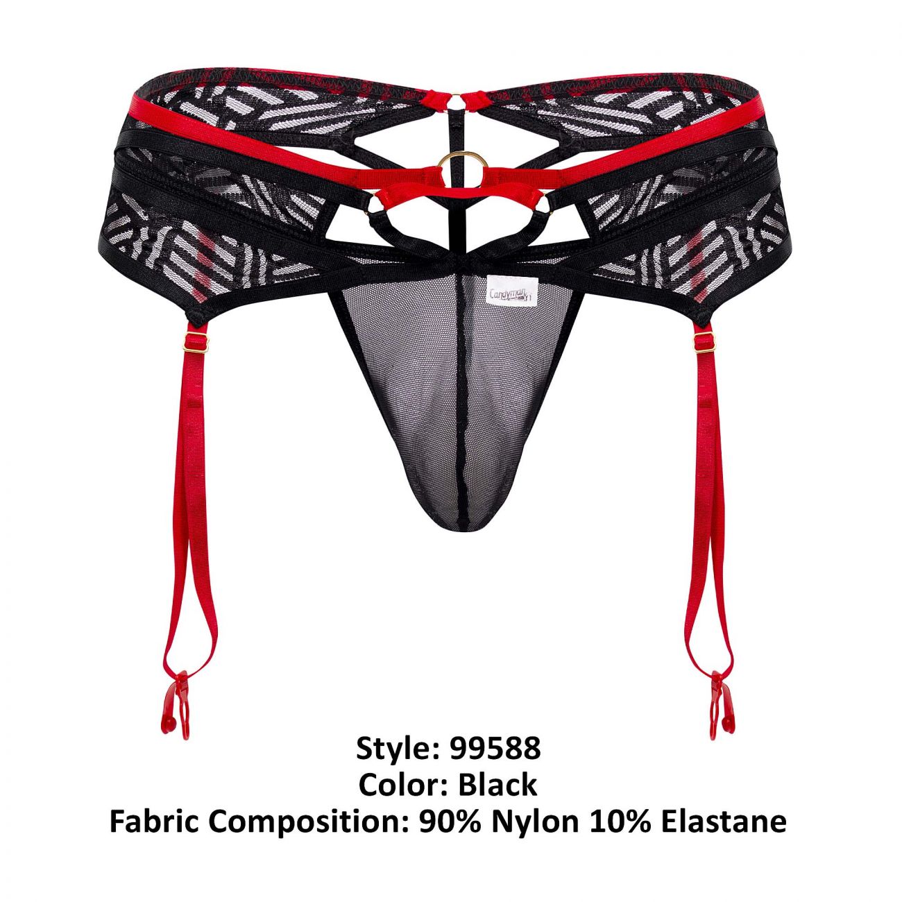 JCSTK - CandyMan 99588 Lace Garter G-String Black