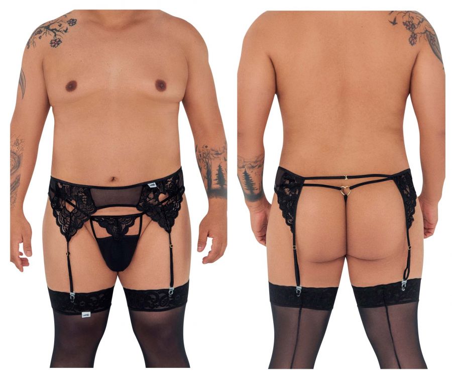 JCSTK - CandyMan 99589X Lace Garter G-String Black Plus Sizes