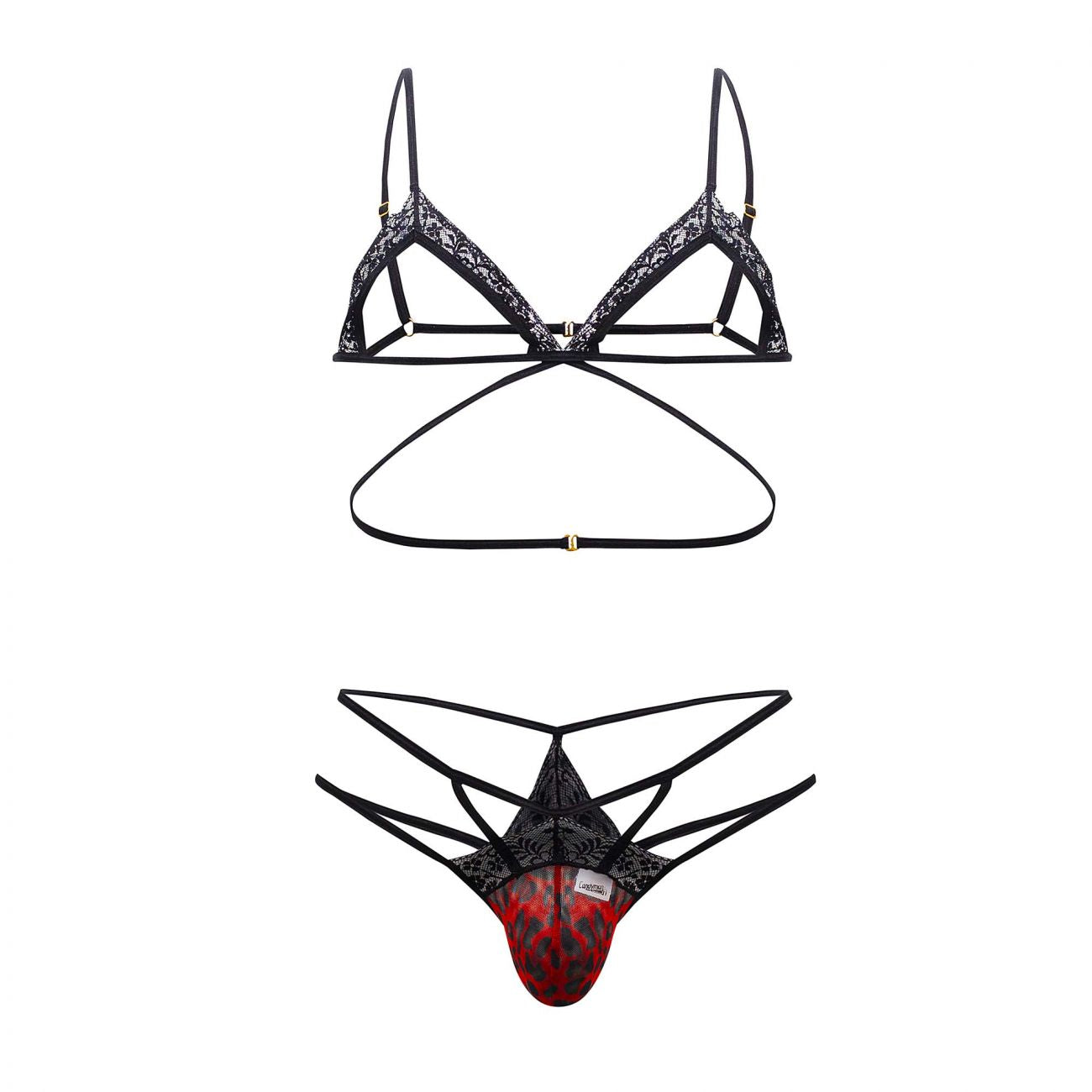 JCSTK - CandyMan 99610 Harness Thong Outfit Leopard Print