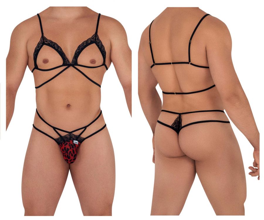 JCSTK - CandyMan 99610 Harness Thong Outfit Leopard Print