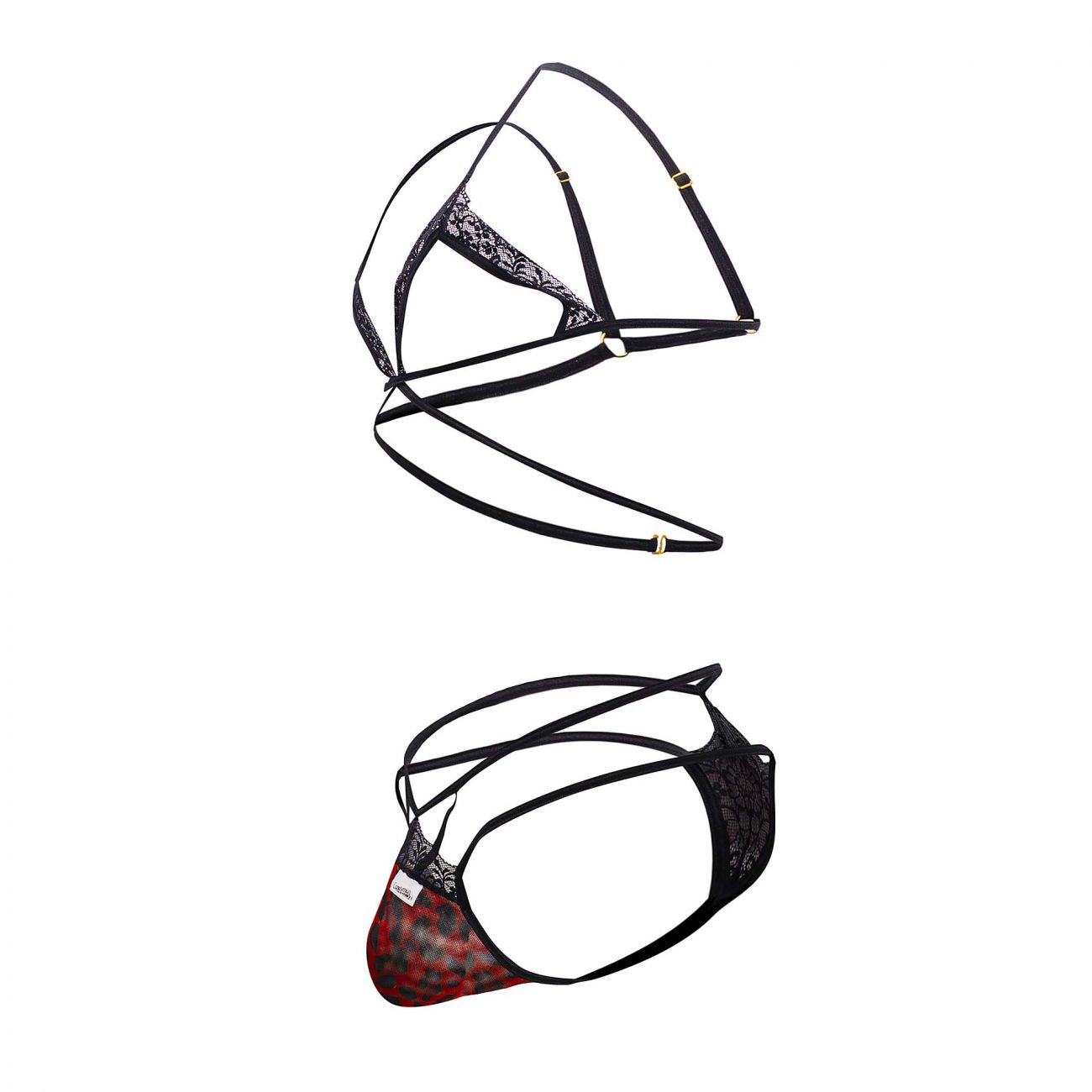 JCSTK - CandyMan 99610 Harness Thong Outfit Leopard Print