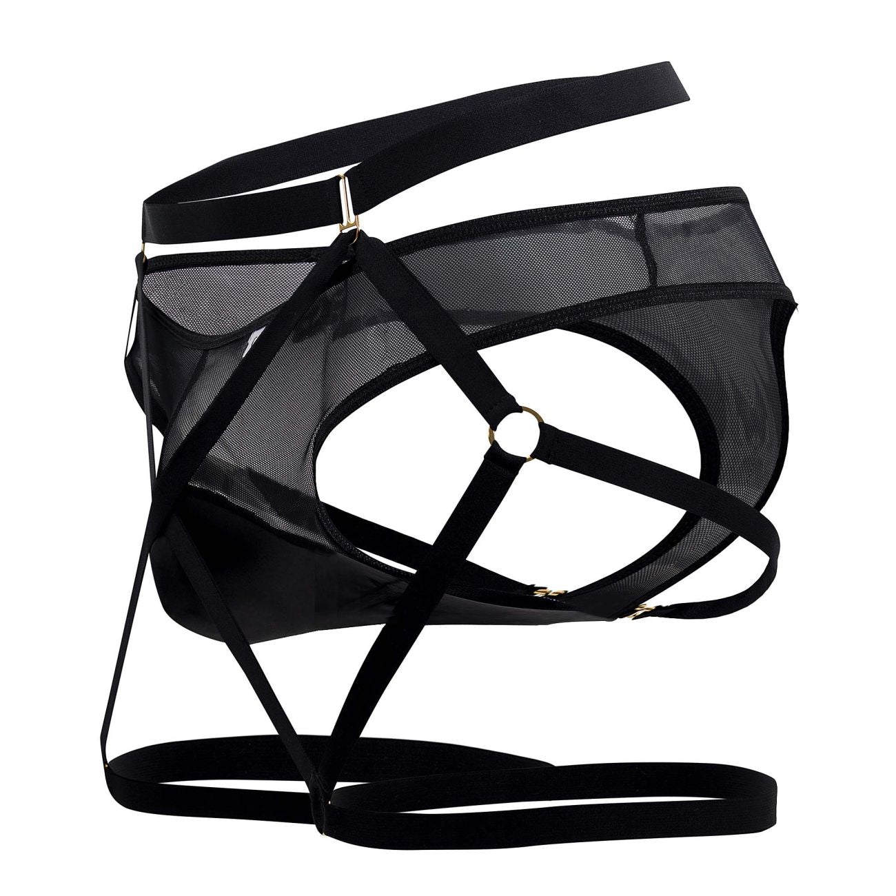 JCSTK - CandyMan 99674 Garter Thongs Two Piece Set Black